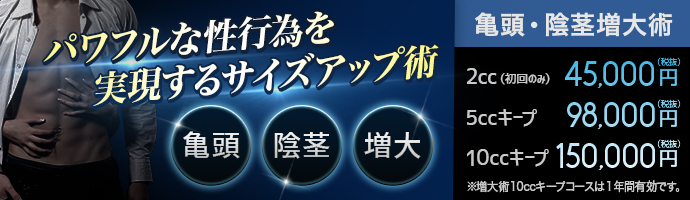 亀頭・陰茎ダブル増大 ヒアルロン酸注入