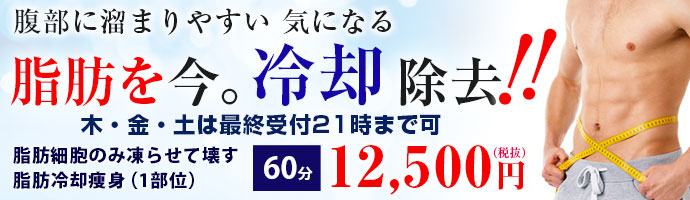 脂肪冷却痩身 1部位60分 12,500円(税抜き)