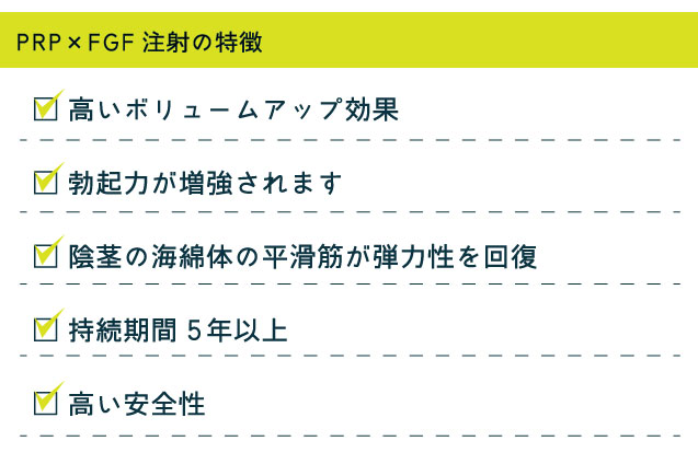 男性器増大（PRP×FGF注射）の特徴