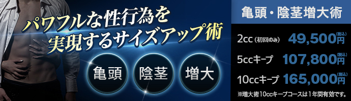 亀頭・陰茎ダブル増大 ヒアルロン酸注入